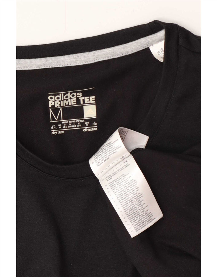 Adidas Womens T-Shirt Top UK 12/14 Medium Black Polyester