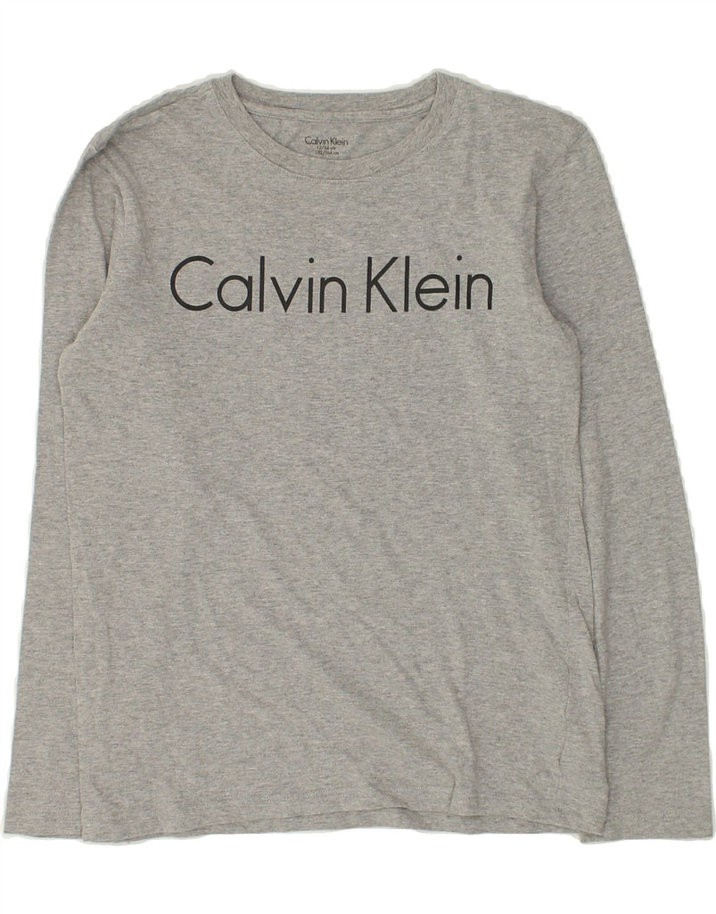 CALVIN KLEIN Boys Graphic Top Long Sleeve 12-13 Years Grey Cotton | Vintage Calvin Klein | Thrift | Second-Hand Calvin Klein | Used Clothing | Messina Hembry 