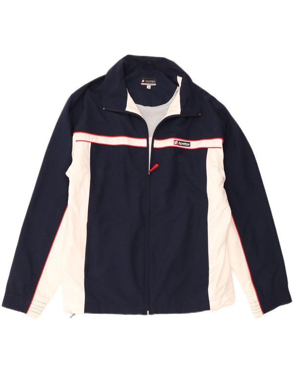 Lotto Mens Tracksuit Top Jacket Medium Navy Blue Colourblock Polyester