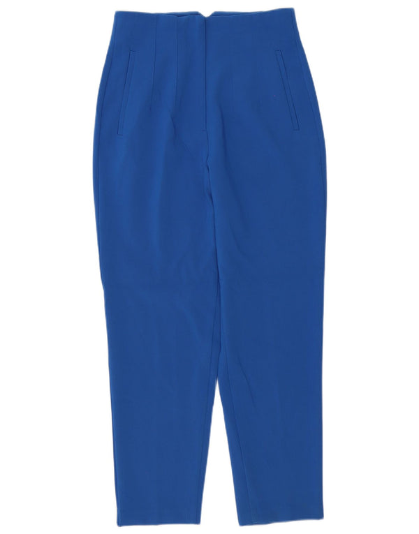 Vintage Womens High Waist Tapered Casual Trousers W28 L27 Blue
