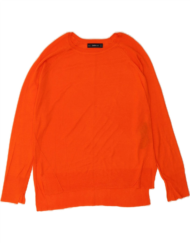 ZARA Womens Oversized Boat Neck Jumper Sweater UK 10 Small Orange Viscose Vintage Zara and Second-Hand Zara from Messina Hembry 