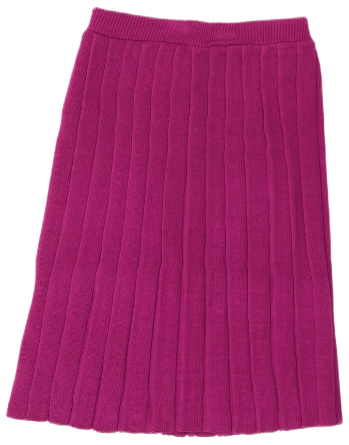 Vintage Womens Knit Midi Skirt W28 Small Purple Wool
