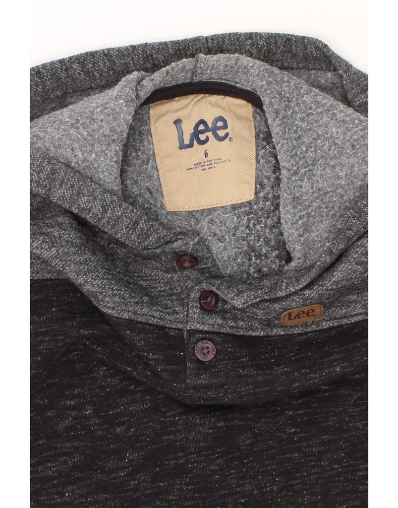 LEE Boys Button Neck Hoodie Jumper 5-6 Years Grey Colourblock Cotton Vintage Lee and Second-Hand Lee from Messina Hembry 