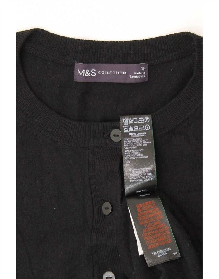 Marks & Spencer Womens Cardigan Sweater UK 16 Large Black Viscose