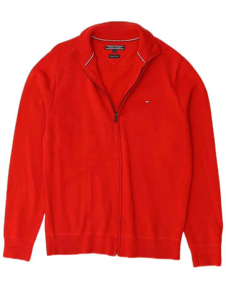 Tommy Hilfiger Mens Cardigan Sweater Medium Red Cotton