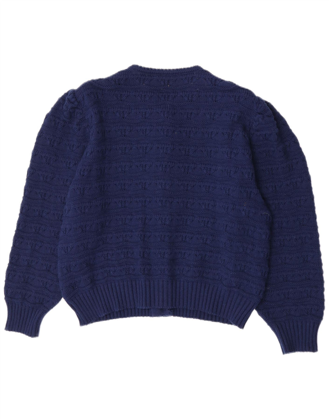 Vintage Womens Cardigan Sweater EU 50 3XL Navy Blue Wool