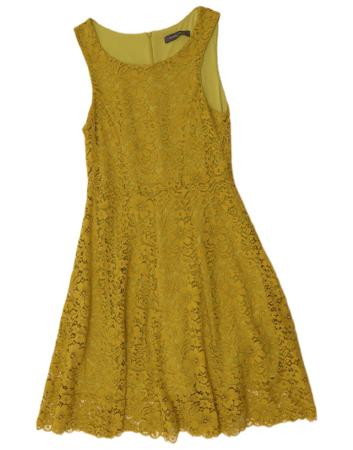 Sandro Ferrone Womens Sleeveless A-Line Dress IT 42 Medium Yellow Floral