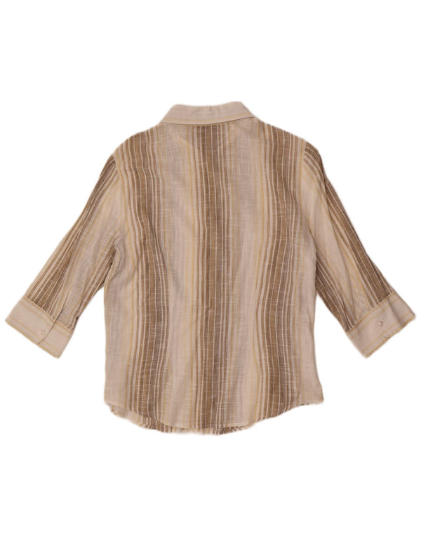Marlboro Classics Womens 3/4 Sleeve Shirt EU 44 XL Beige Striped