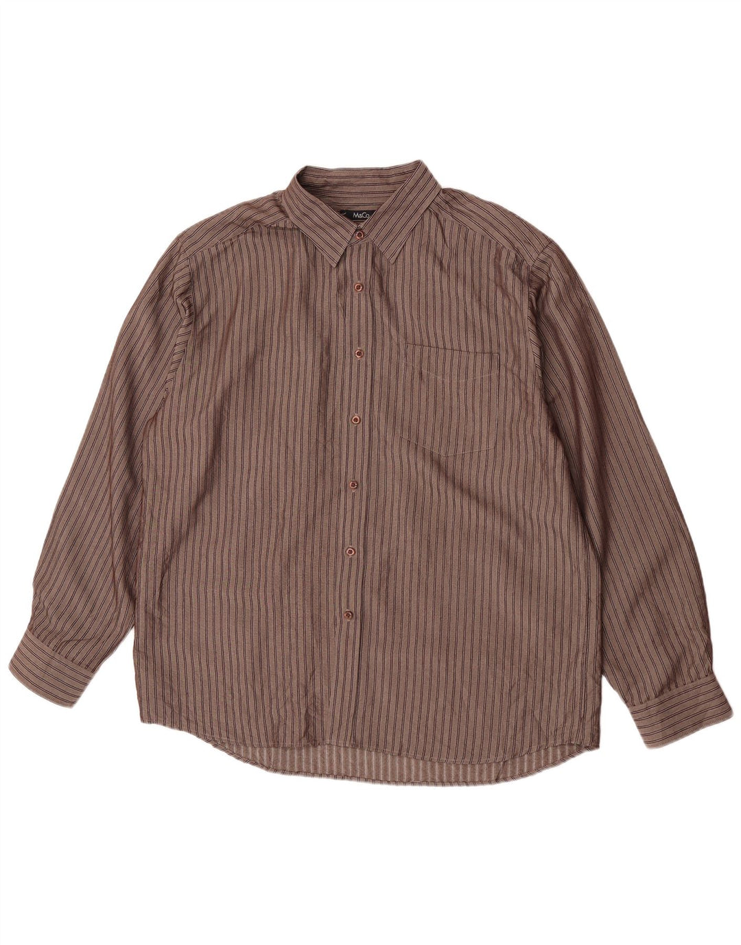 M&Co Mens Shirt XL Brown Striped Viscose