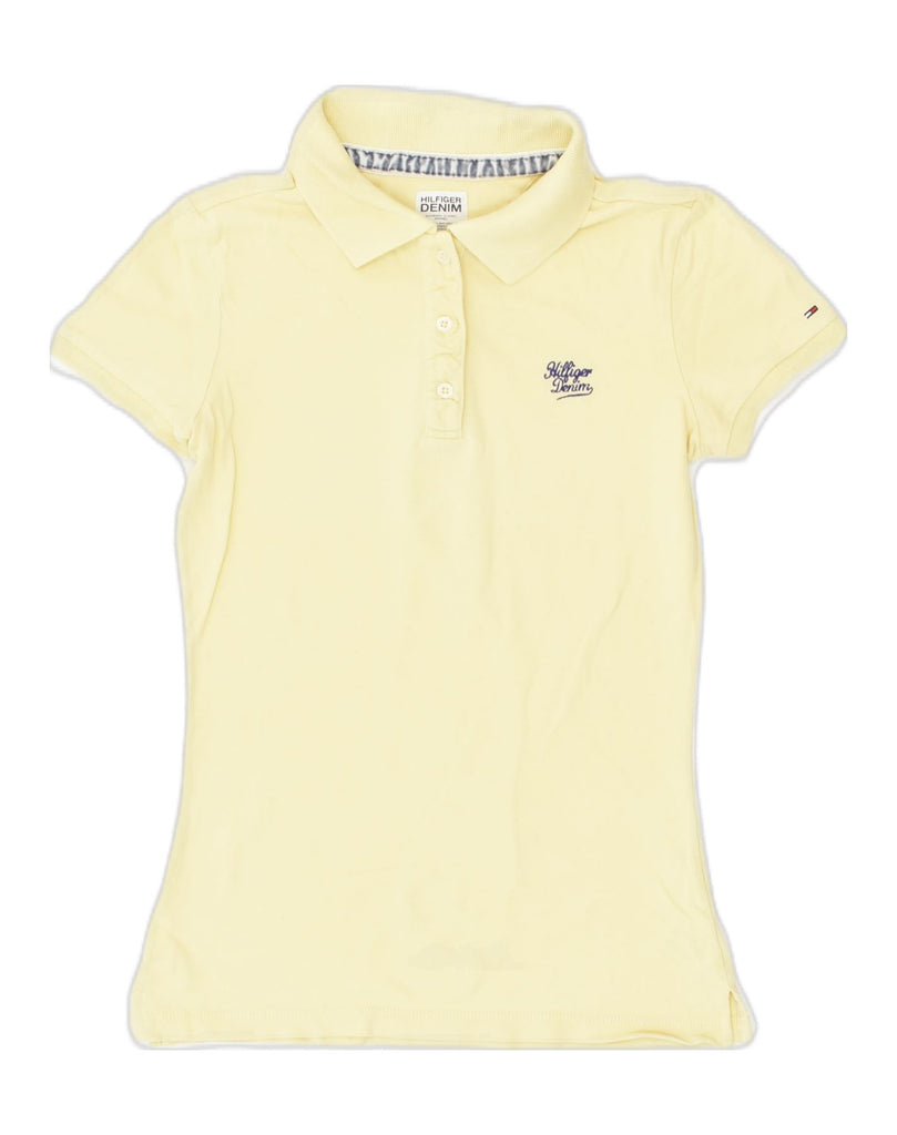 TOMMY HILFIGER Womens Polo Shirt UK 8 Small Yellow Cotton | Vintage Tommy Hilfiger | Thrift | Second-Hand Tommy Hilfiger | Used Clothing | Messina Hembry 