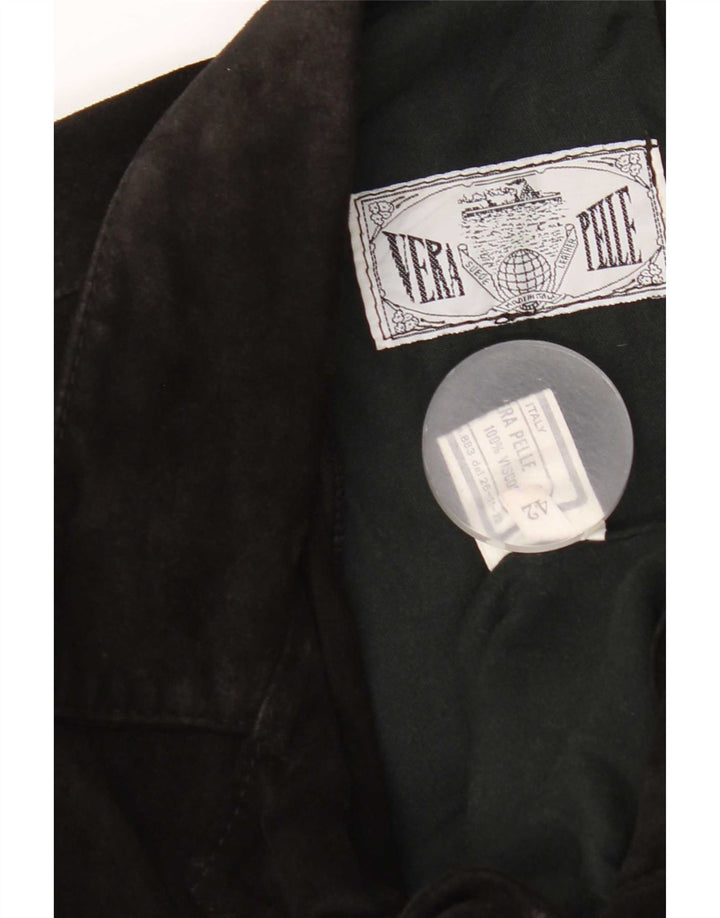 Vintage Womens Suede Jacket IT 42 Medium Black Leather