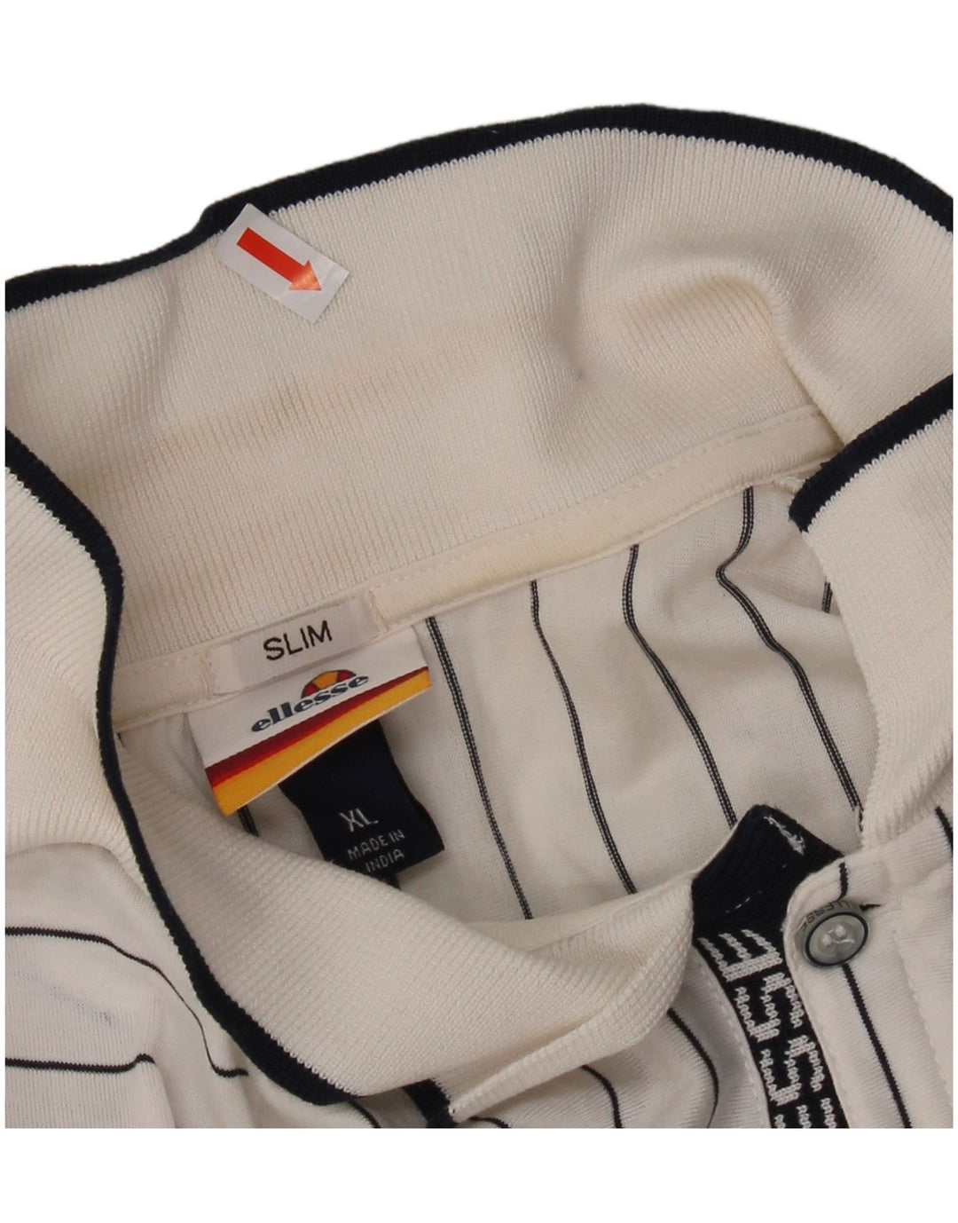 Ellesse Mens Slim Polo Shirt XL White Striped Cotton