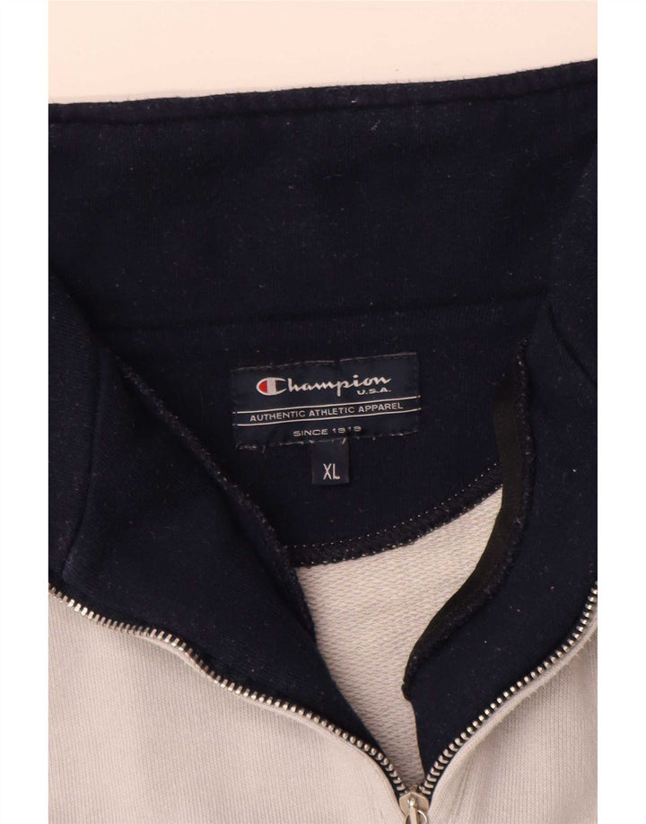 Champion Mens Zip Neck Sweatshirt Jumper XL Grey