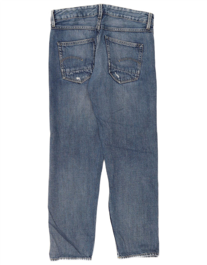 G-Star Womens Distressed Straight Jeans W24 L30 Blue Cotton