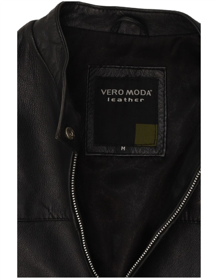 Vintage Womens Leather Jacket UK 14 Medium Black Leather