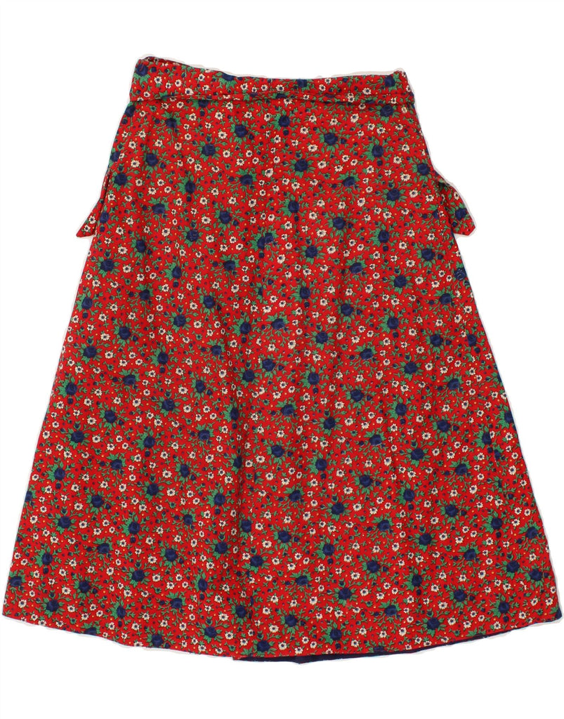 VINTAGE Womens A-Line Skirt W26 Small Red Floral Vintage Vintage and Second-Hand Vintage from Messina Hembry 