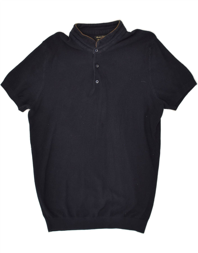 MASSIMO DUTTI Mens Polo Shirt Medium Navy Blue Cotton | Vintage Massimo Dutti | Thrift | Second-Hand Massimo Dutti | Used Clothing | Messina Hembry 