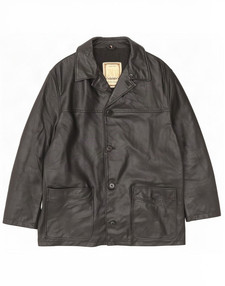 Vintage Mens Leather Jacket IT 52 XL Black