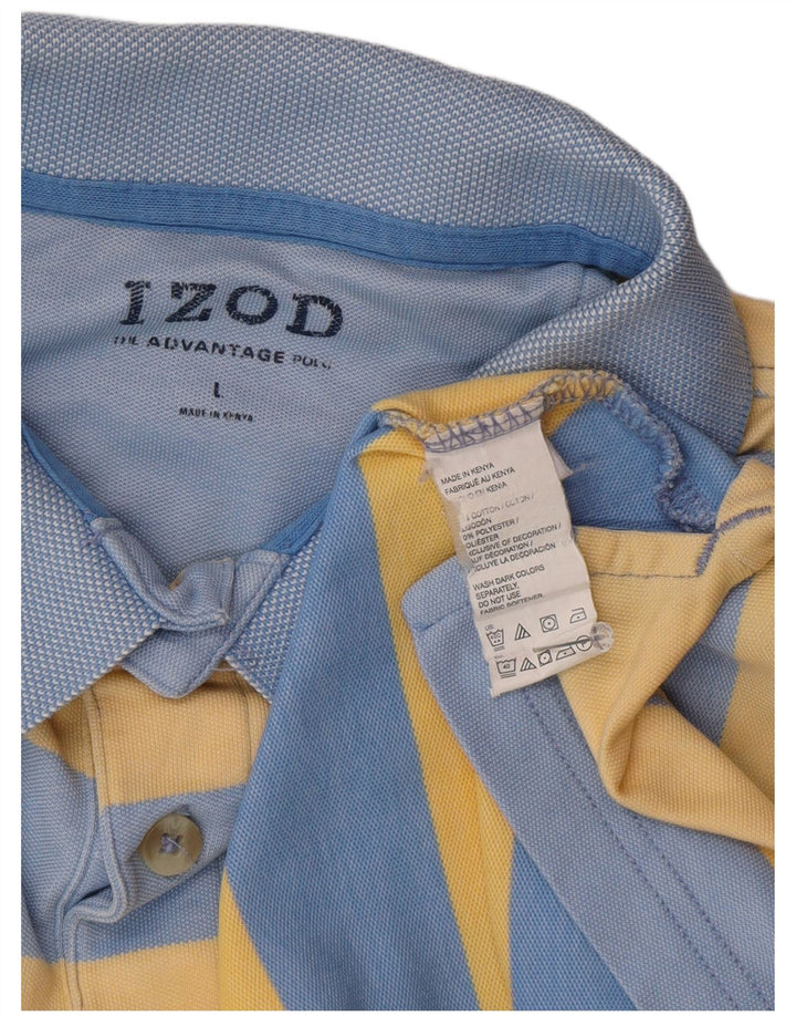 Izod Mens Polo Shirt Large Blue Cotton