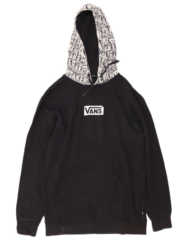 Vans Mens Graphic Hoodie Jumper Large Black Colourblock Cotton