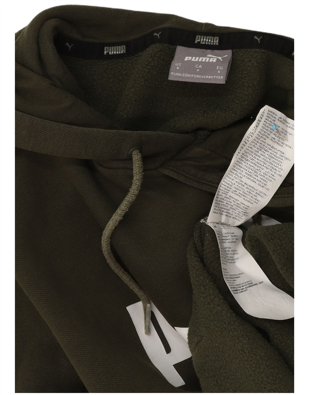 Puma Mens Graphic Hoodie Jumper Small Khaki Cotton