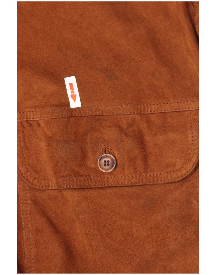 Vintage Mens Suede Bomber Jacket IT 52 XL Brown Leather Retro