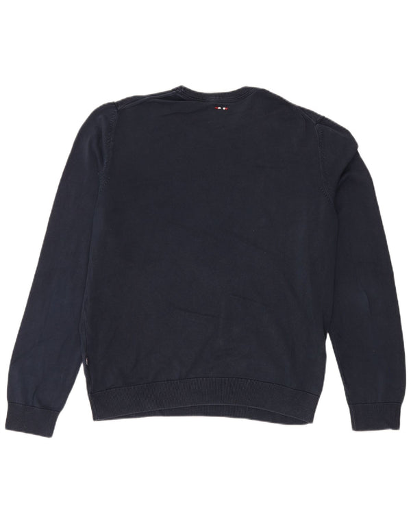 Napapijri Mens Geographic Crew Neck Jumper Sweater Large Navy Blue Cotton