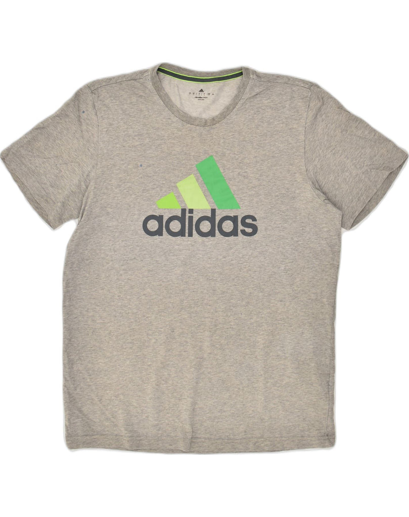 ADIDAS Mens Climalite Graphic T-Shirt Top Large Grey Cotton | Vintage Adidas | Thrift | Second-Hand Adidas | Used Clothing | Messina Hembry 