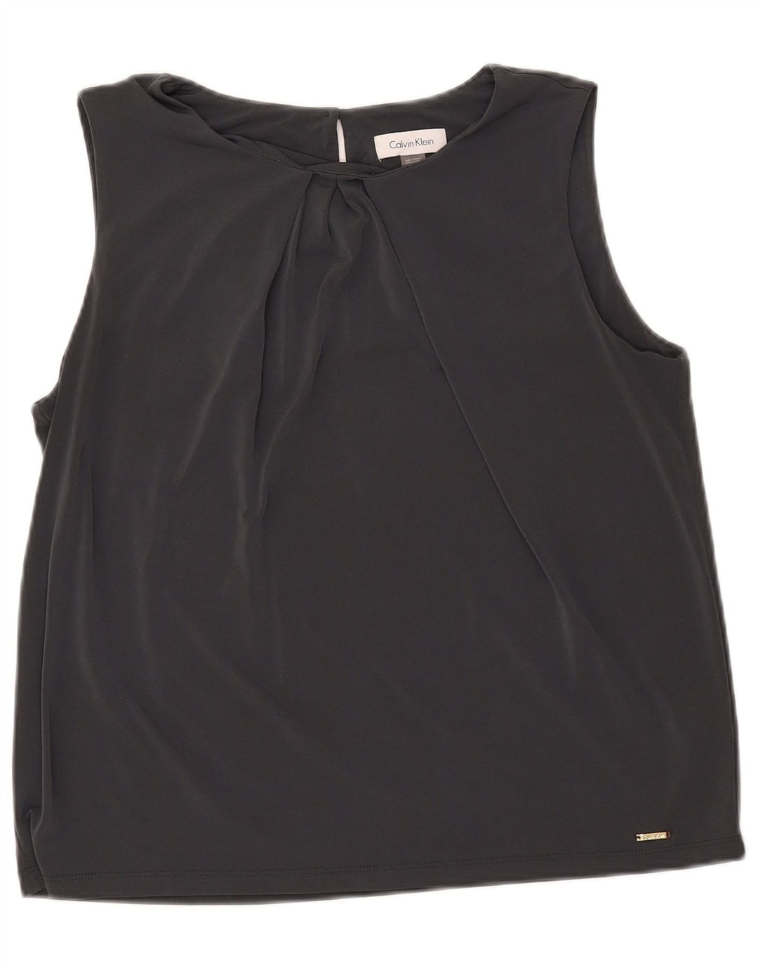 Calvin Klein Womens Sleeveless Crop Blouse Top UK 18 XL Grey Polyester