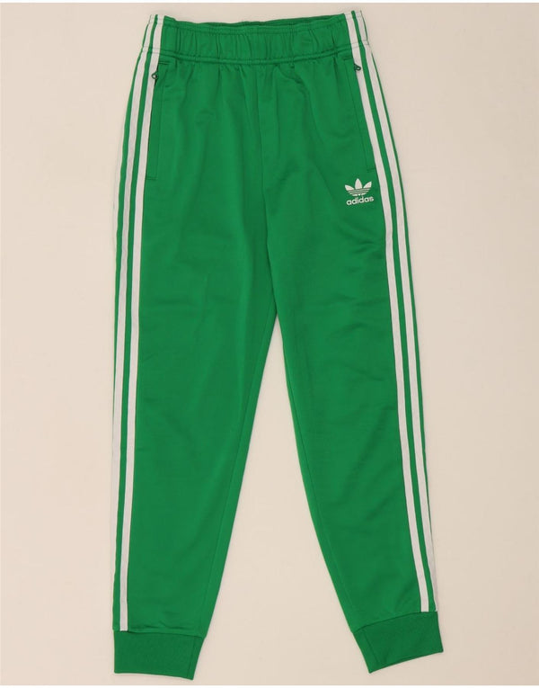 Adidas Boys Tracksuit Trousers Joggers 12-13 Years  Green Polyester