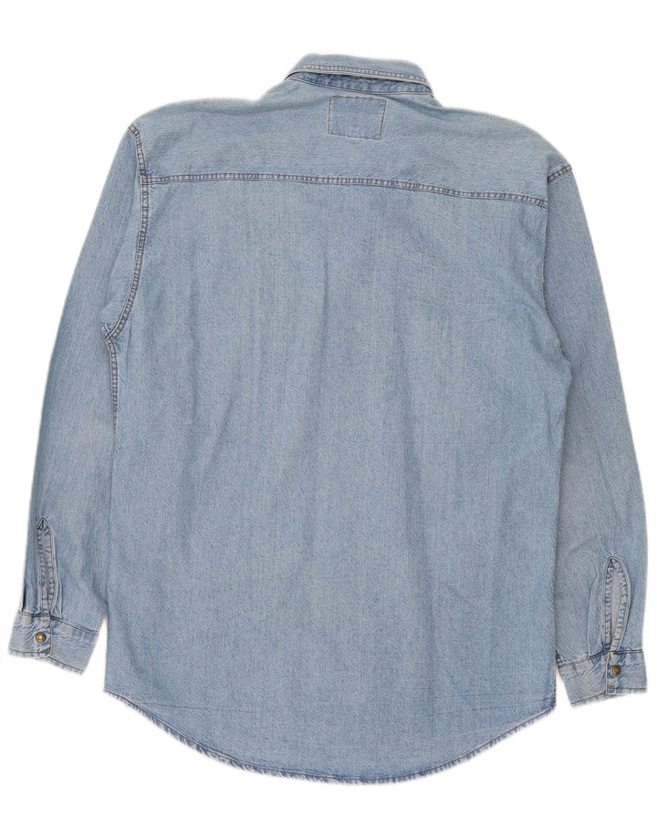 Carrera Mens Denim Shirt Medium Blue Cotton