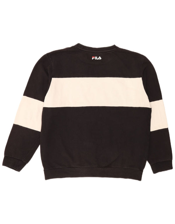 Fila Mens Graphic Sweatshirt Jumper 2XL Black Colourblock Cotton
