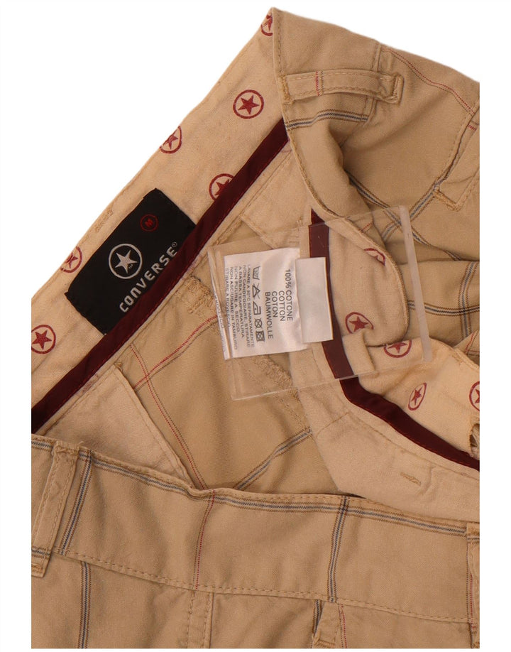 Converse Mens Chino Shorts Medium W32 Beige Check Cotton