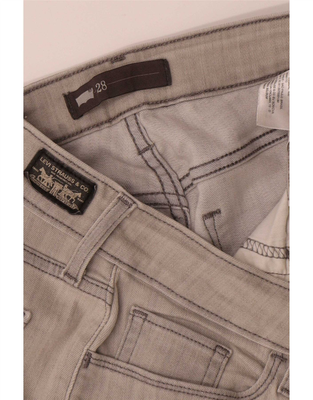 Levi's Womens Cropped Jeans W28 L25 Grey Cotton