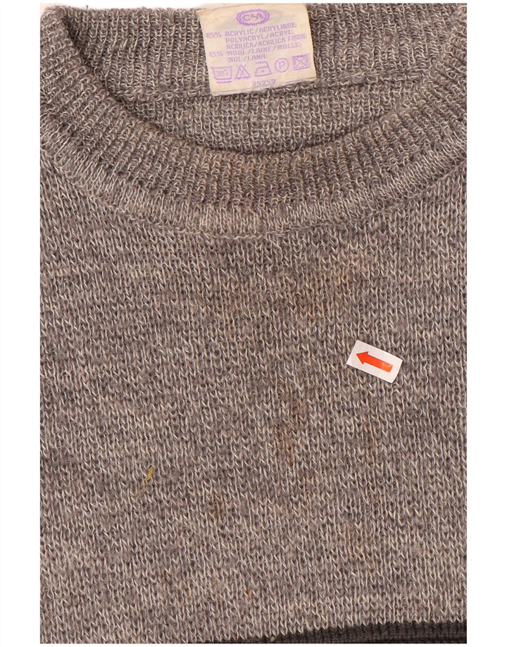 New Fast Mens Crew Neck Jumper Sweater EU 48/50 Medium Grey Striped Acrylic