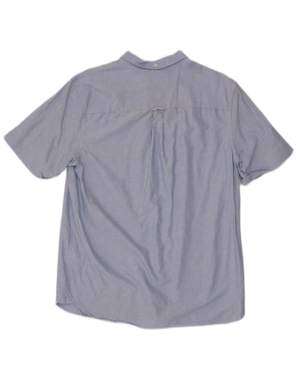 Lyle & Scott Mens Short Sleeve Shirt Large Blue Cotton