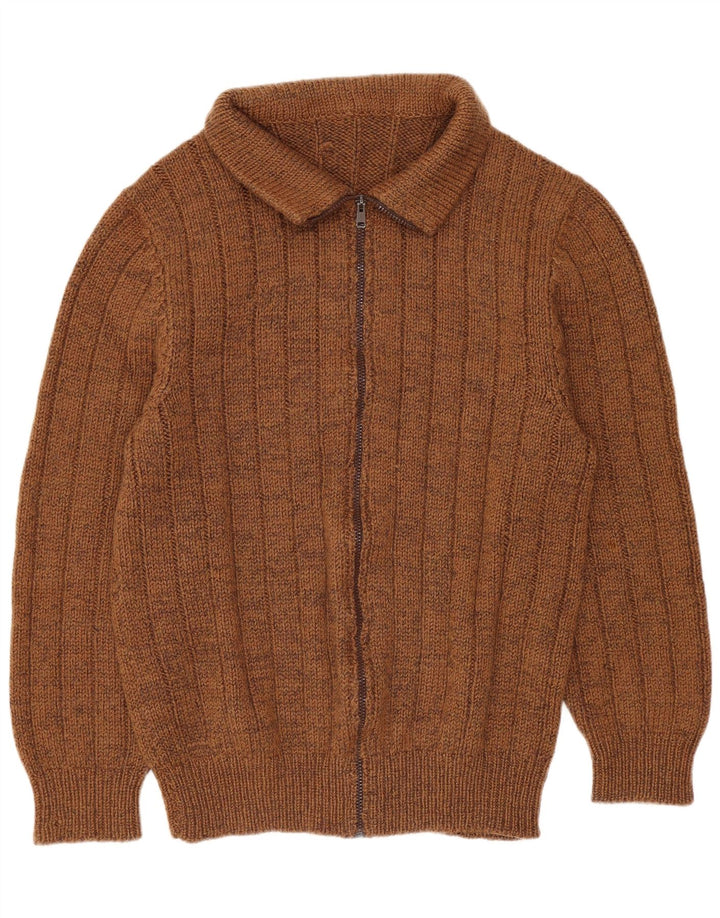 Vintage Mens Cardigan Sweater Small Brown