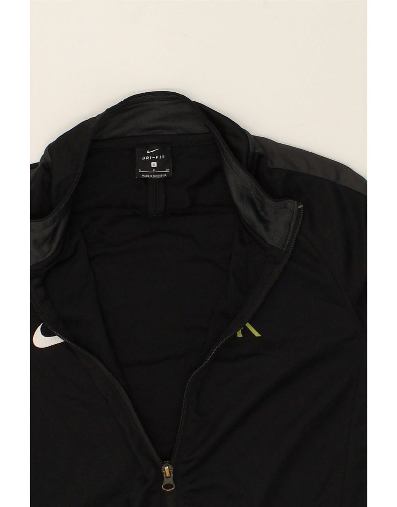 NIKE Mens Dri Fit Graphic Tracksuit Top Jacket Small Black Polyester | Vintage Nike | Thrift | Second-Hand Nike | Used Clothing | Messina Hembry 