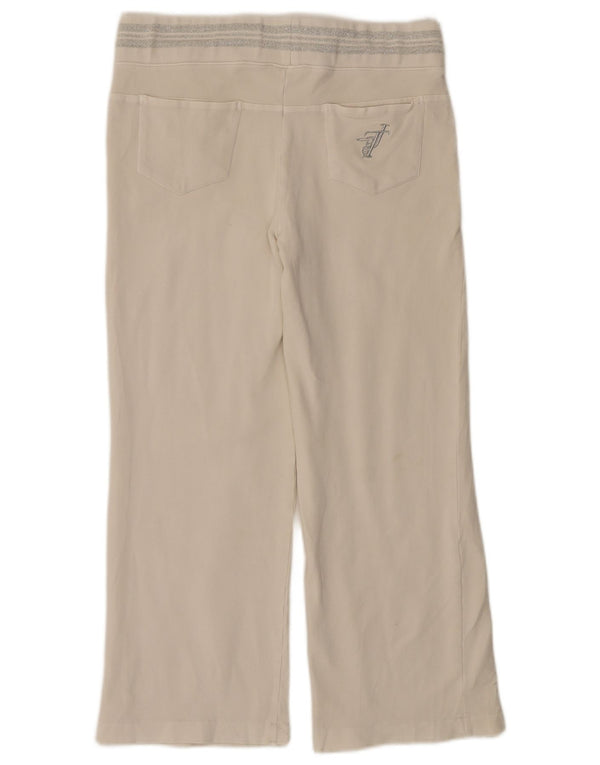 TRUSSARDI Womens Tracksuit Trousers UK 14 Medium  Off White Cotton