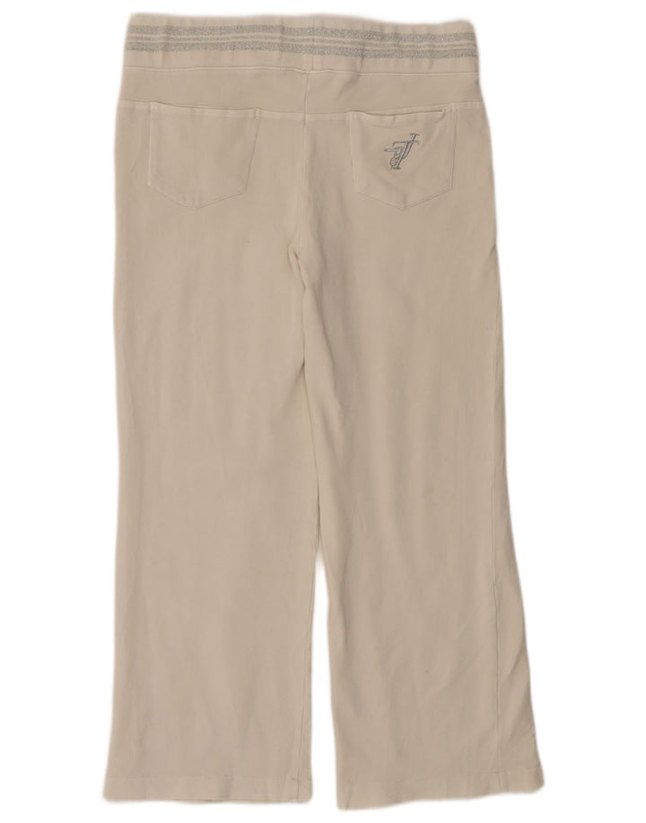 TRUSSARDI Womens Tracksuit Trousers UK 14 Medium  Off White Cotton