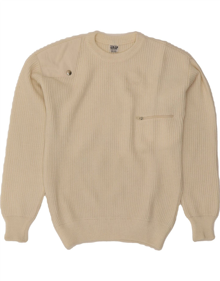 VINTAGE Womens Crew Neck Jumper Sweater UK 10 Small Off White Wool Vintage Vintage and Second-Hand Vintage from Messina Hembry 