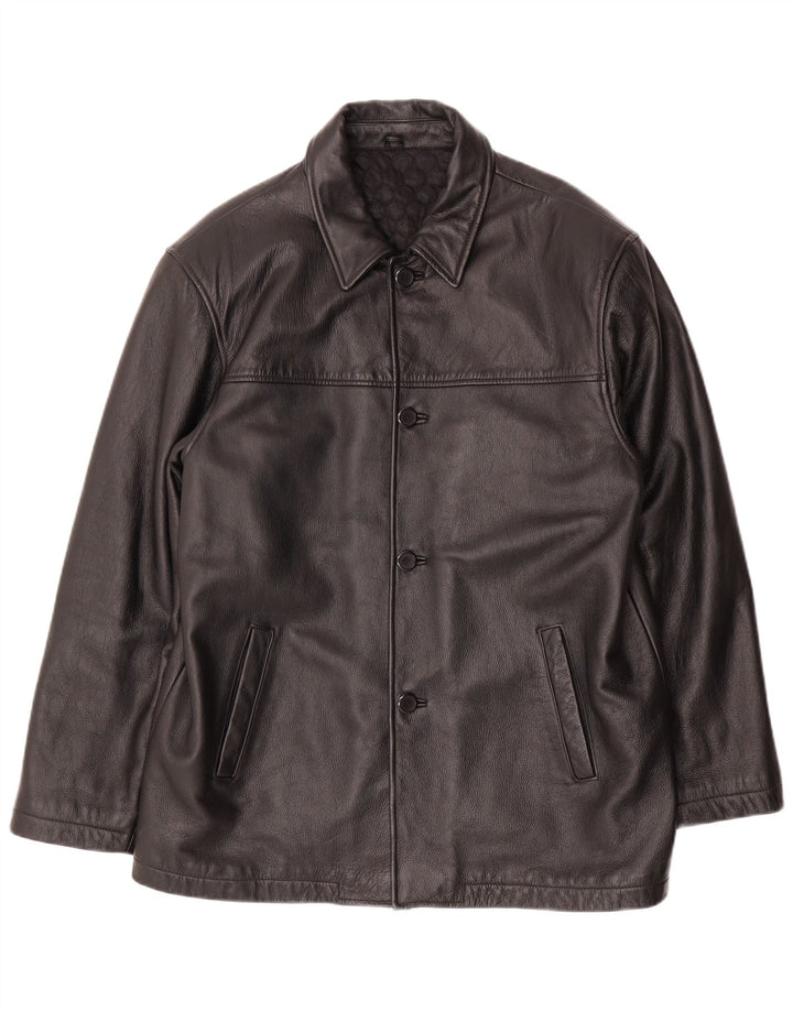 VINTAGE Mens Leather Jacket UK 40 Large Black Leather