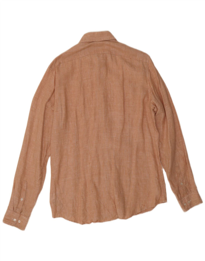 Calvin Klein Mens Slim Fit Shirt Size 39 Medium Pink Linen