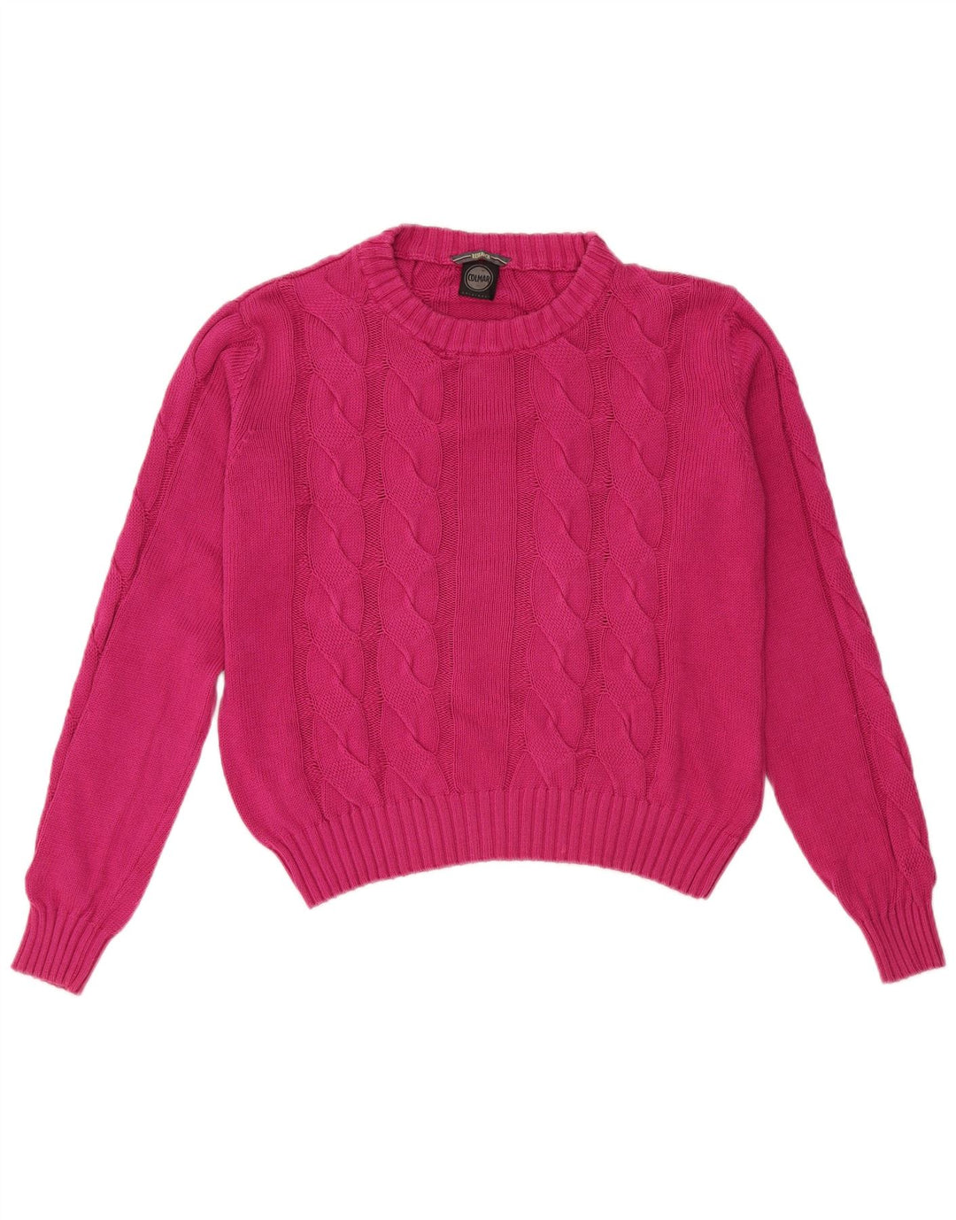 COLMAR Womens Crop Oversized Crew Neck Jumper Sweater UK 10 Small Pink