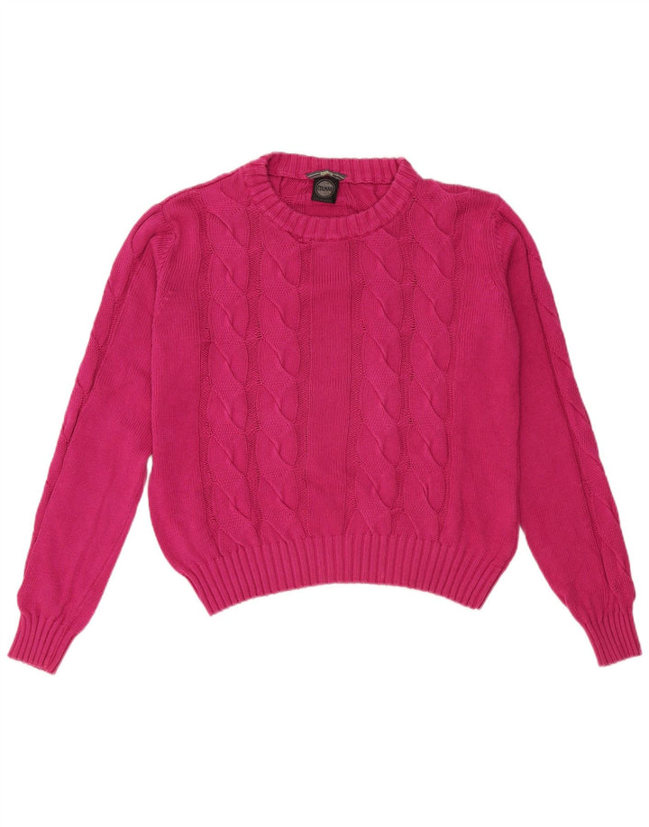 COLMAR Womens Crop Oversized Crew Neck Jumper Sweater UK 10 Small Pink