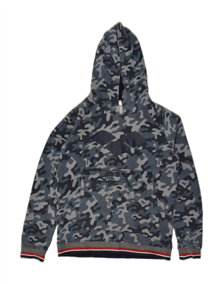 ARENA Boys Graphic Hoodie Jumper 13-14 Years Navy Blue Camouflage | Vintage Arena | Thrift | Second-Hand Arena | Used Clothing | Messina Hembry 