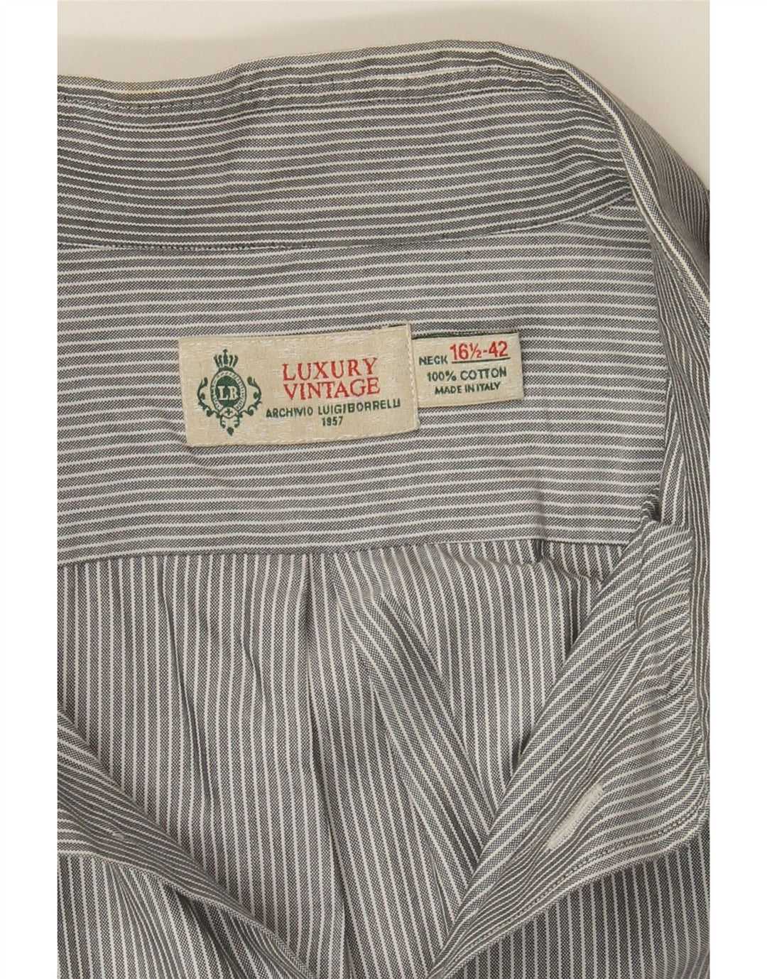 VINTAGE Mens Shirt Size 16 1/2 42 Large Grey Striped Cotton Vintage Vintage and Second-Hand Vintage from Messina Hembry 