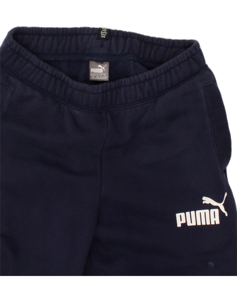 PUMA Boys Graphic Tracksuit Trousers Joggers 11-12 Years Navy Blue Cotton | Vintage Puma | Thrift | Second-Hand Puma | Used Clothing | Messina Hembry 