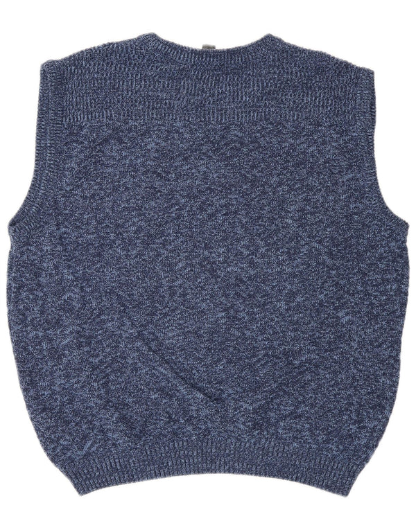 Vintage Mens Vest Tank Top UK 44 XL Blue Flecked Cotton