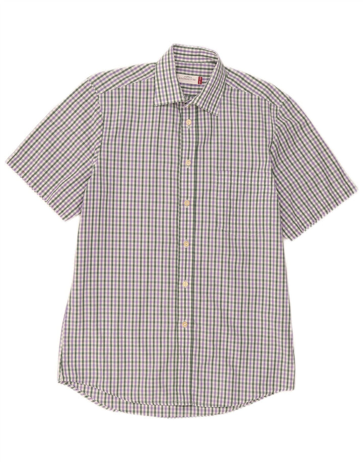 Gloriette Mens Short Sleeve Shirt Medium Multicoloured Check Cotton